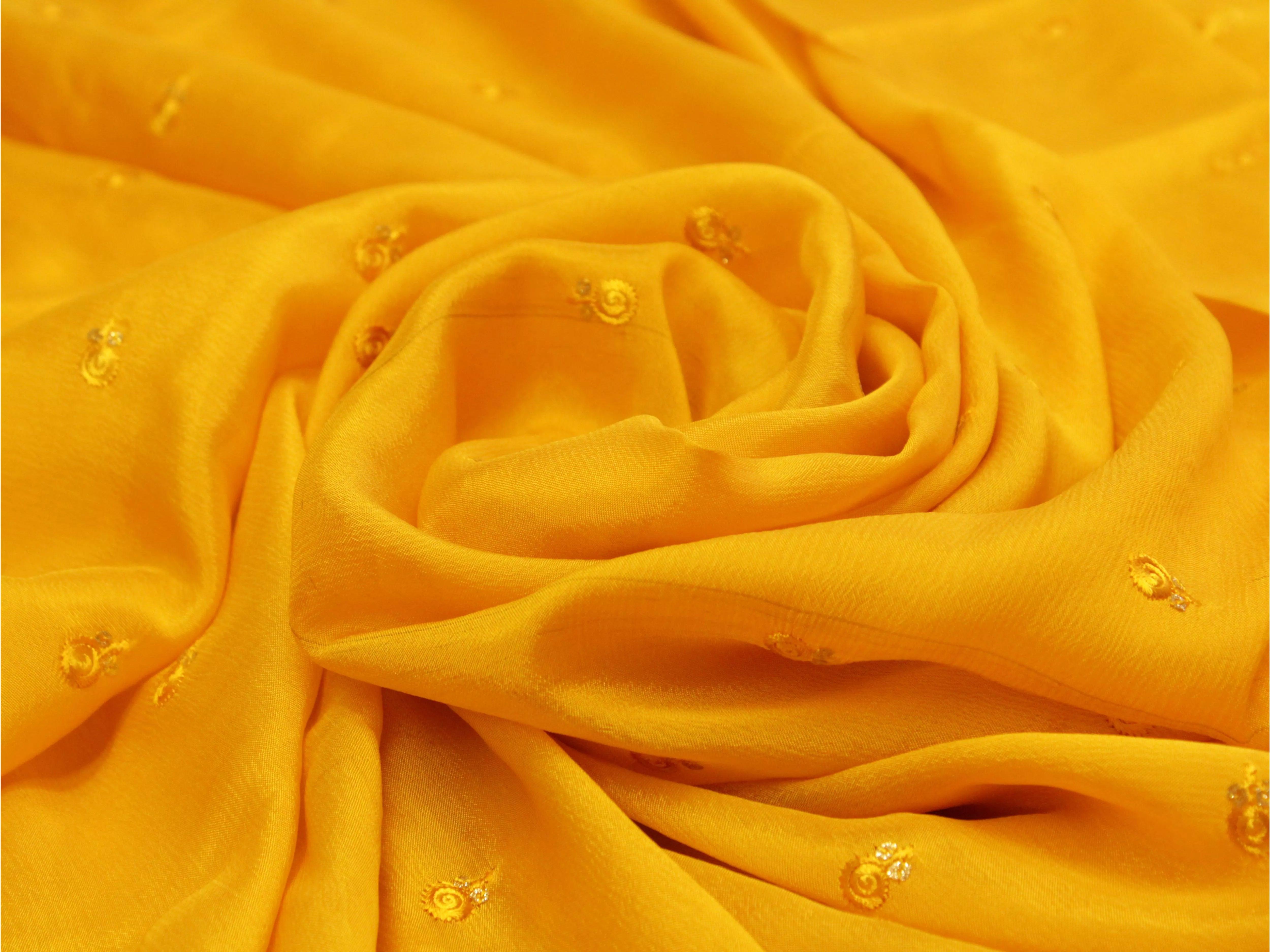 Pure Chinon Minimal Buti Work Fabric - Mustard - M'Foks