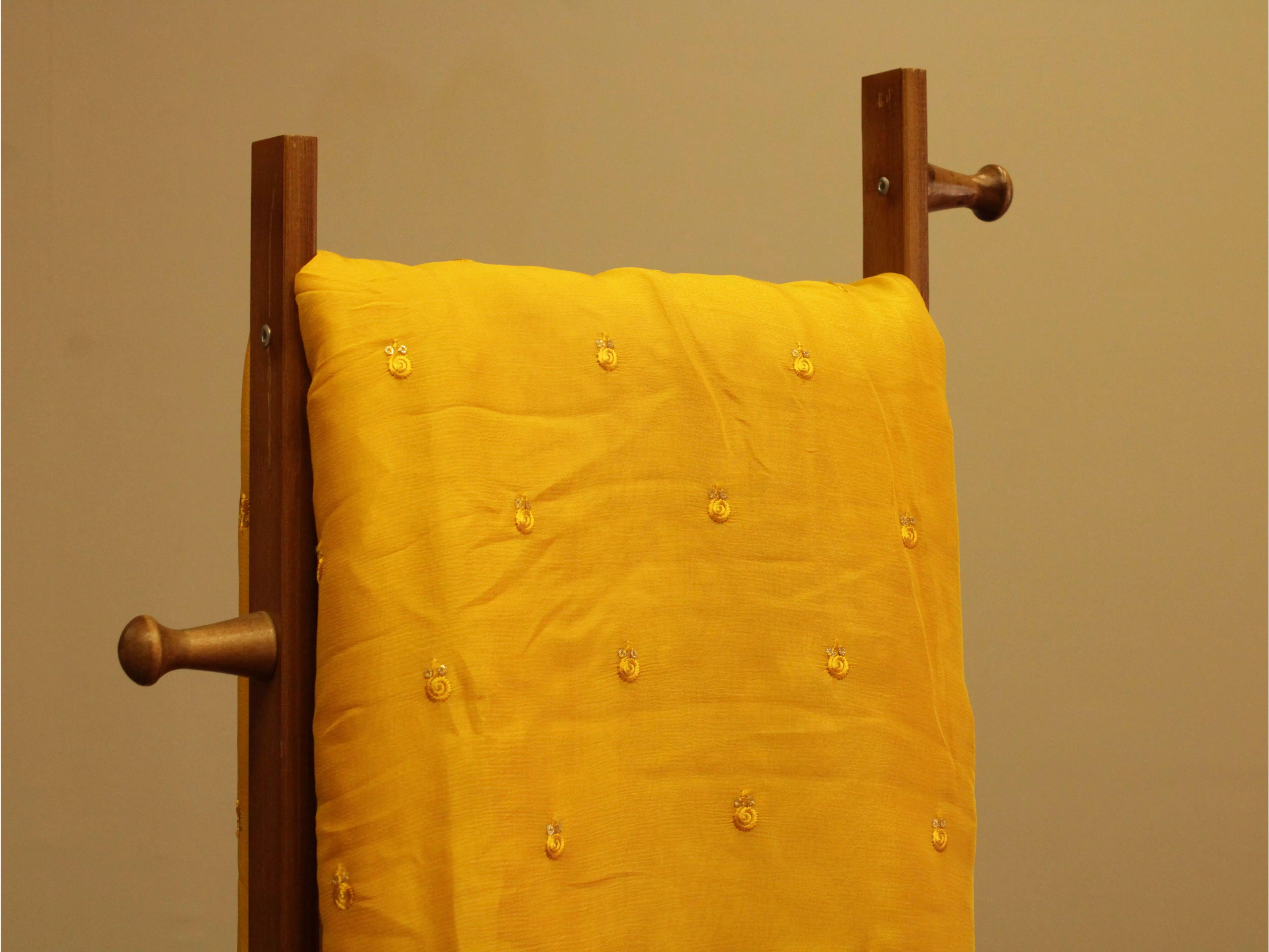 Pure Chinon Minimal Buti Work Fabric - Mustard - M'Foks