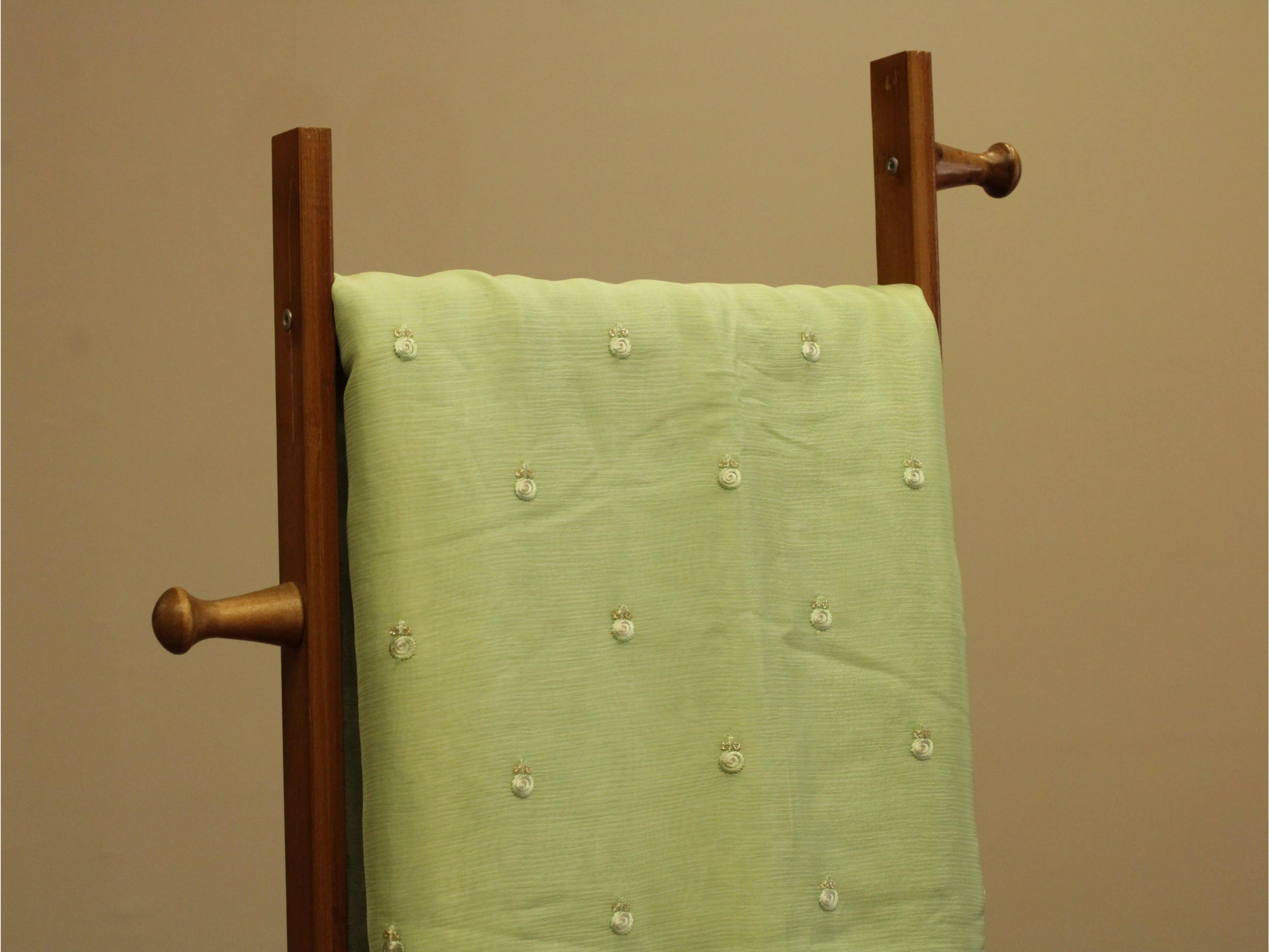 Pure Chinon Minimal Buti Work Fabric - Pista Green - M'Foks