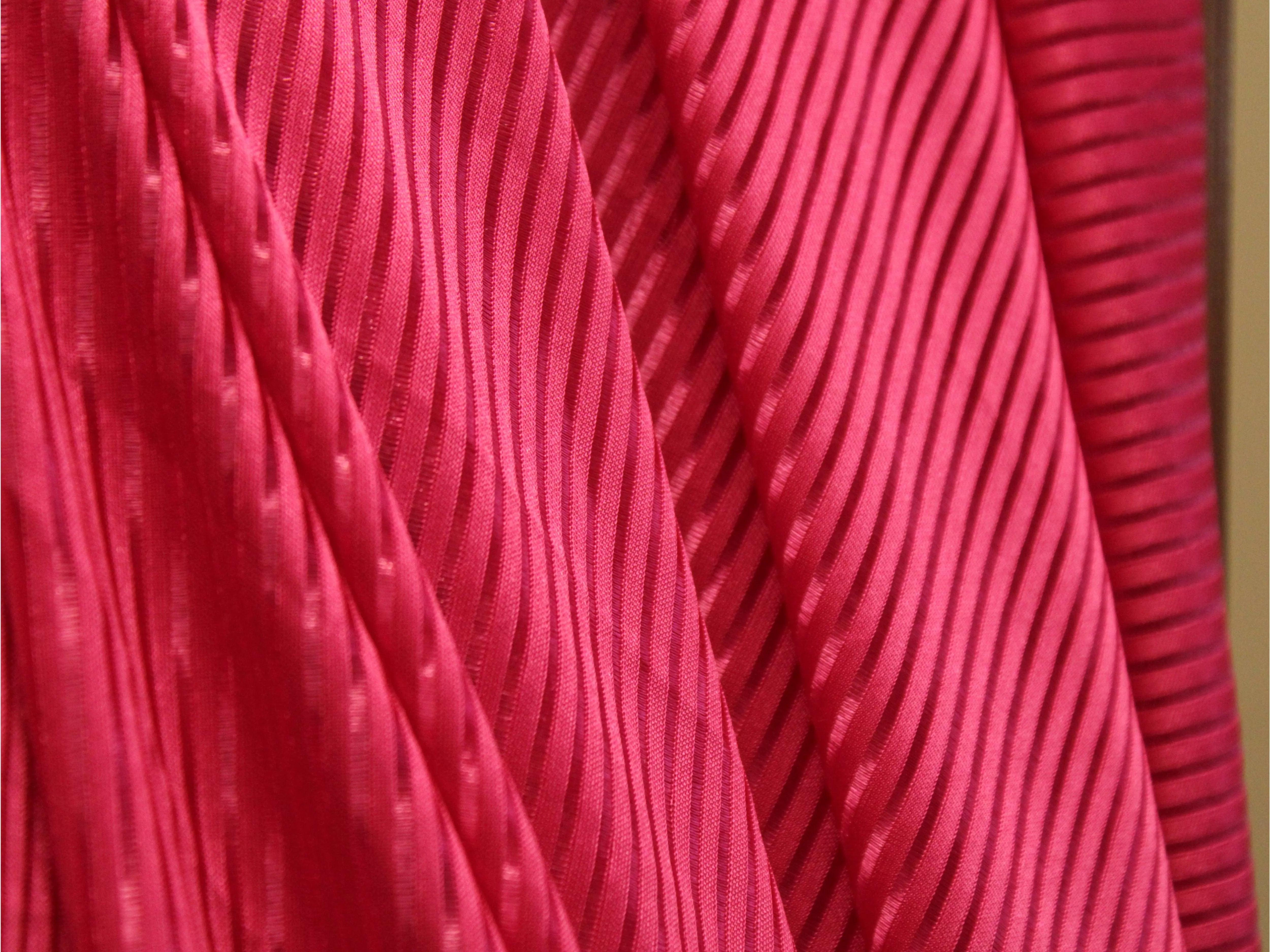 Self Stripe Stretchable Nylon Lycra Fabric - Pink - M'Foks