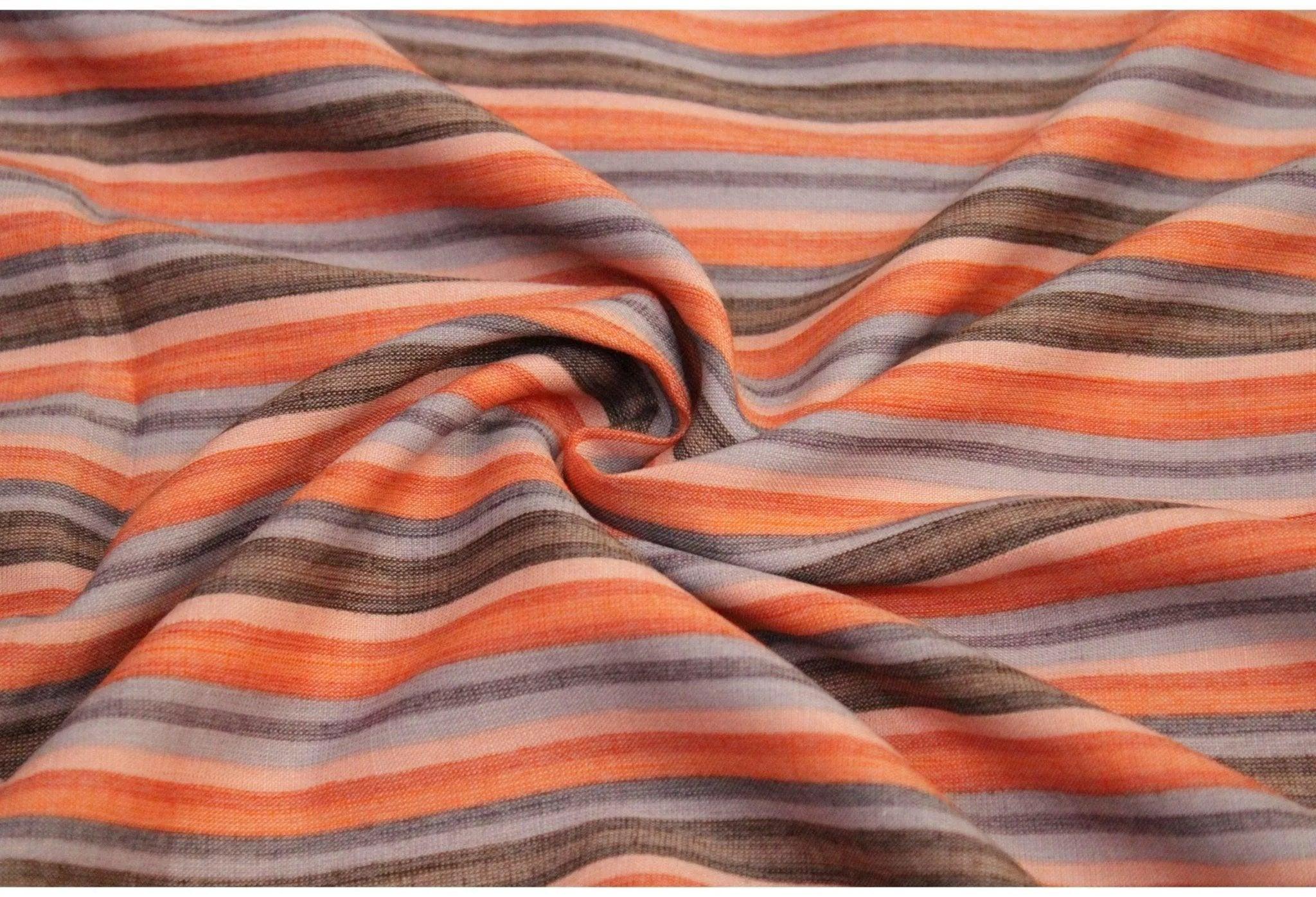 Stripe Print Capsule Rayon Fabric - Peach - M'Foks